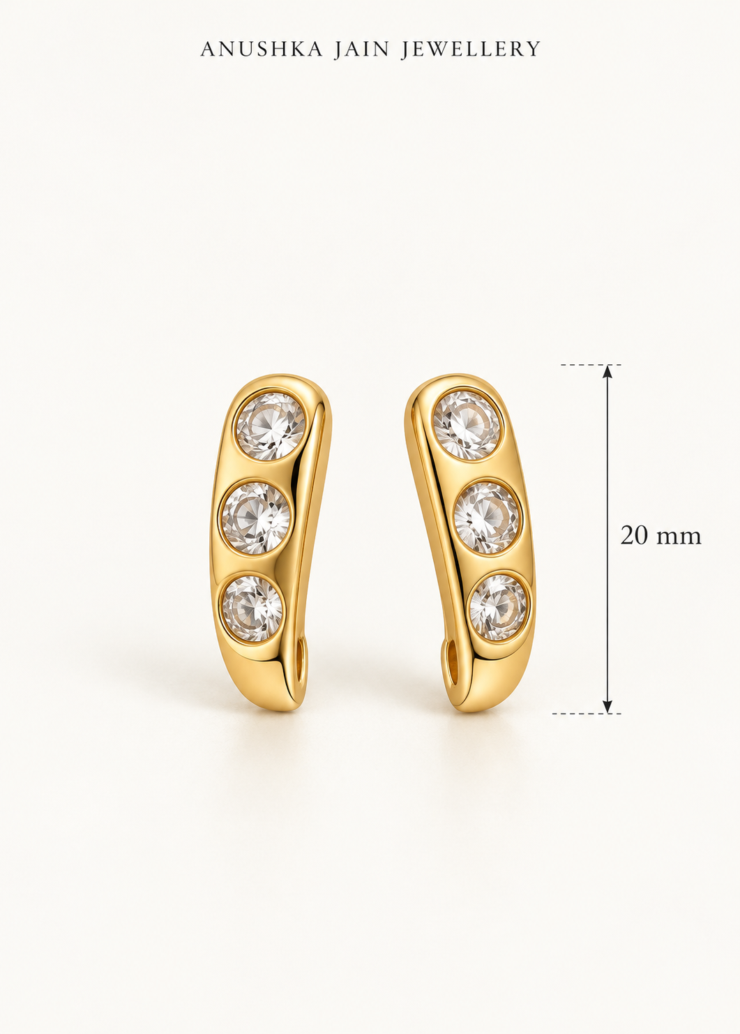 Bezel Trio Curve Huggie