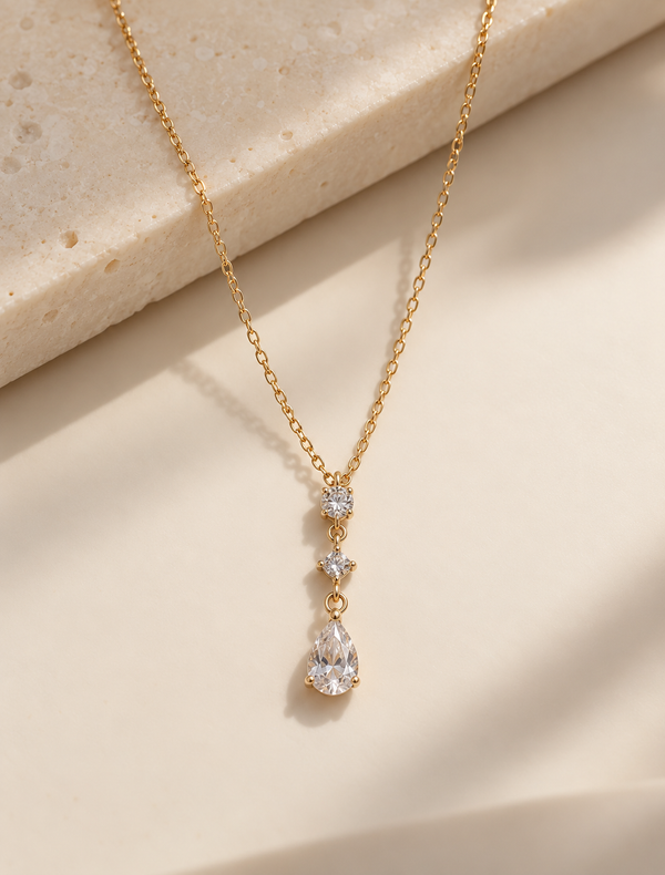 Pear Station Drop Necklace