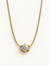 Bezel Solitaire Snake Chain Necklace