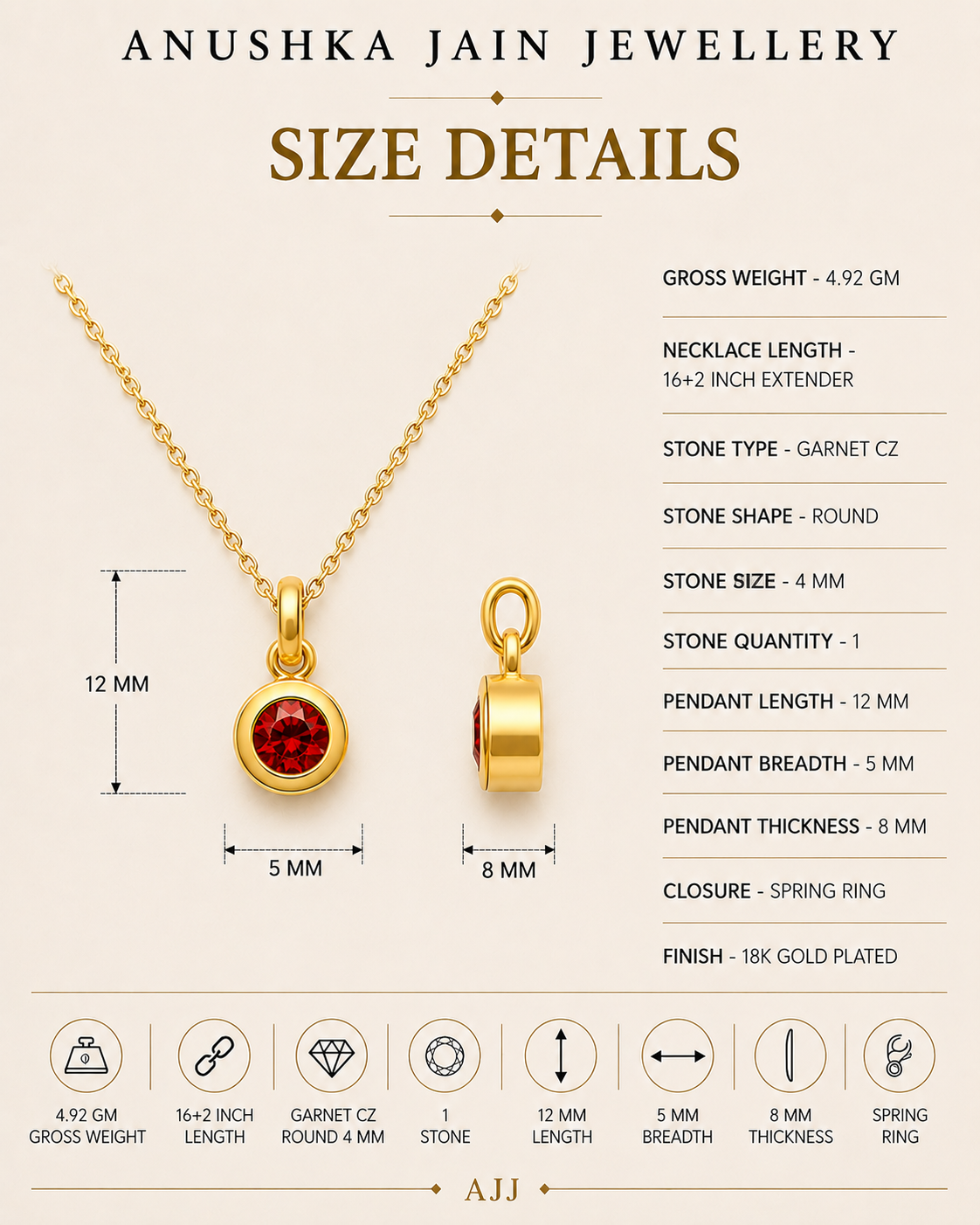 January Birthstone Necklace