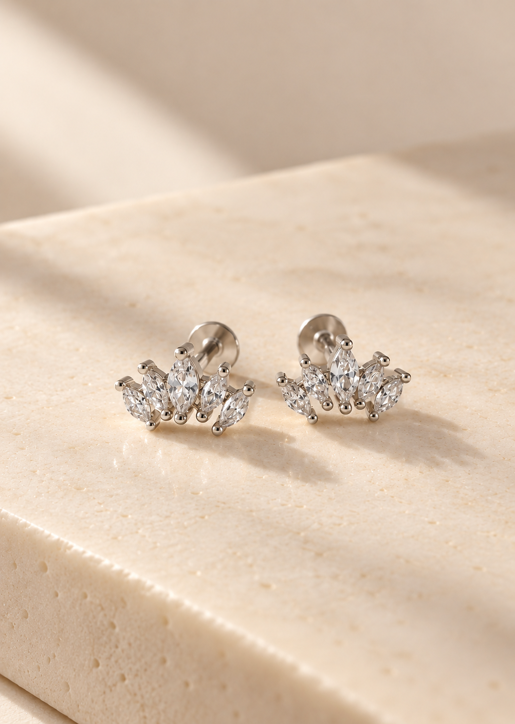 Marquise Fan Stud-Silver