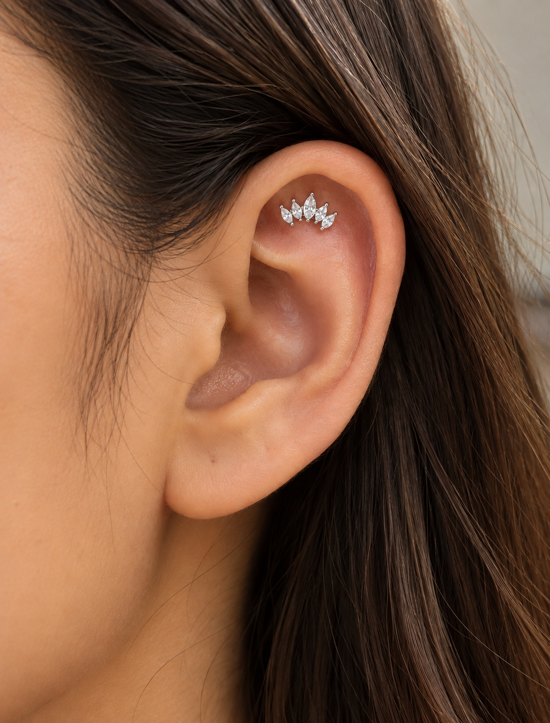 Marquise Fan Stud-Silver