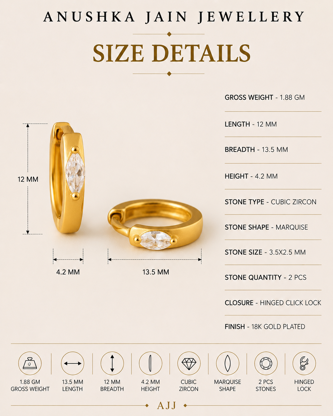 Marquise Prong Mini Huggie