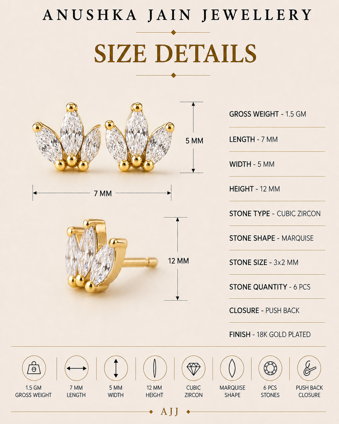 Marquise Triple Studs