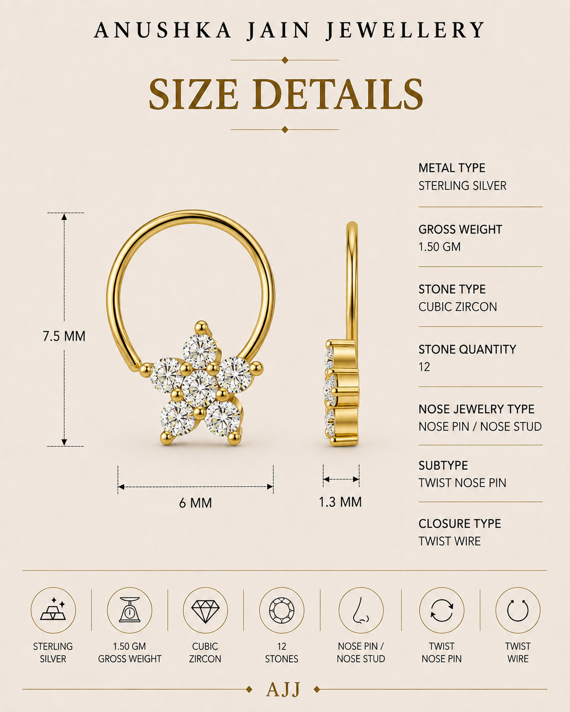 Micro Star Nose Pin