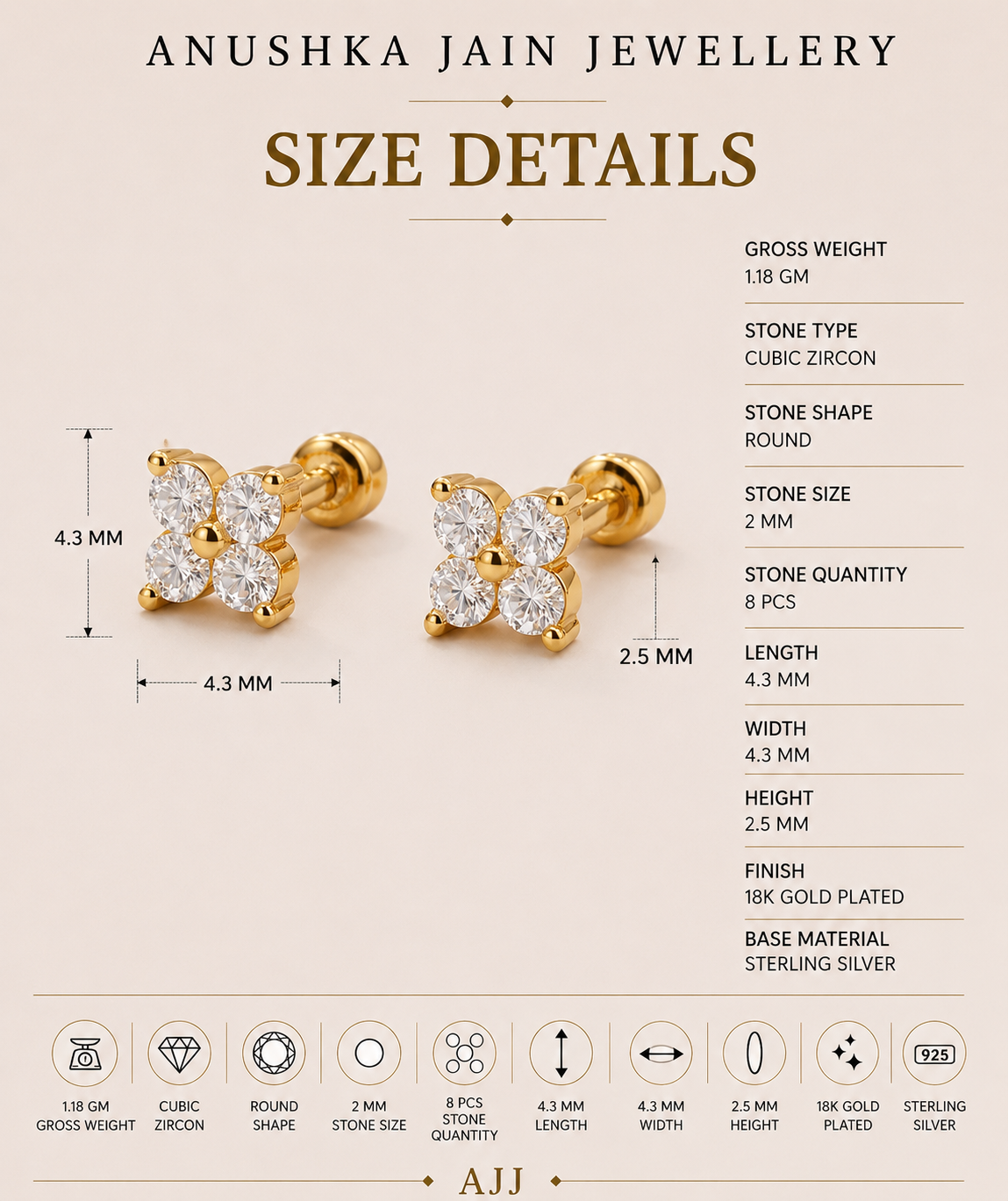 Mini Quad Diamond Studs