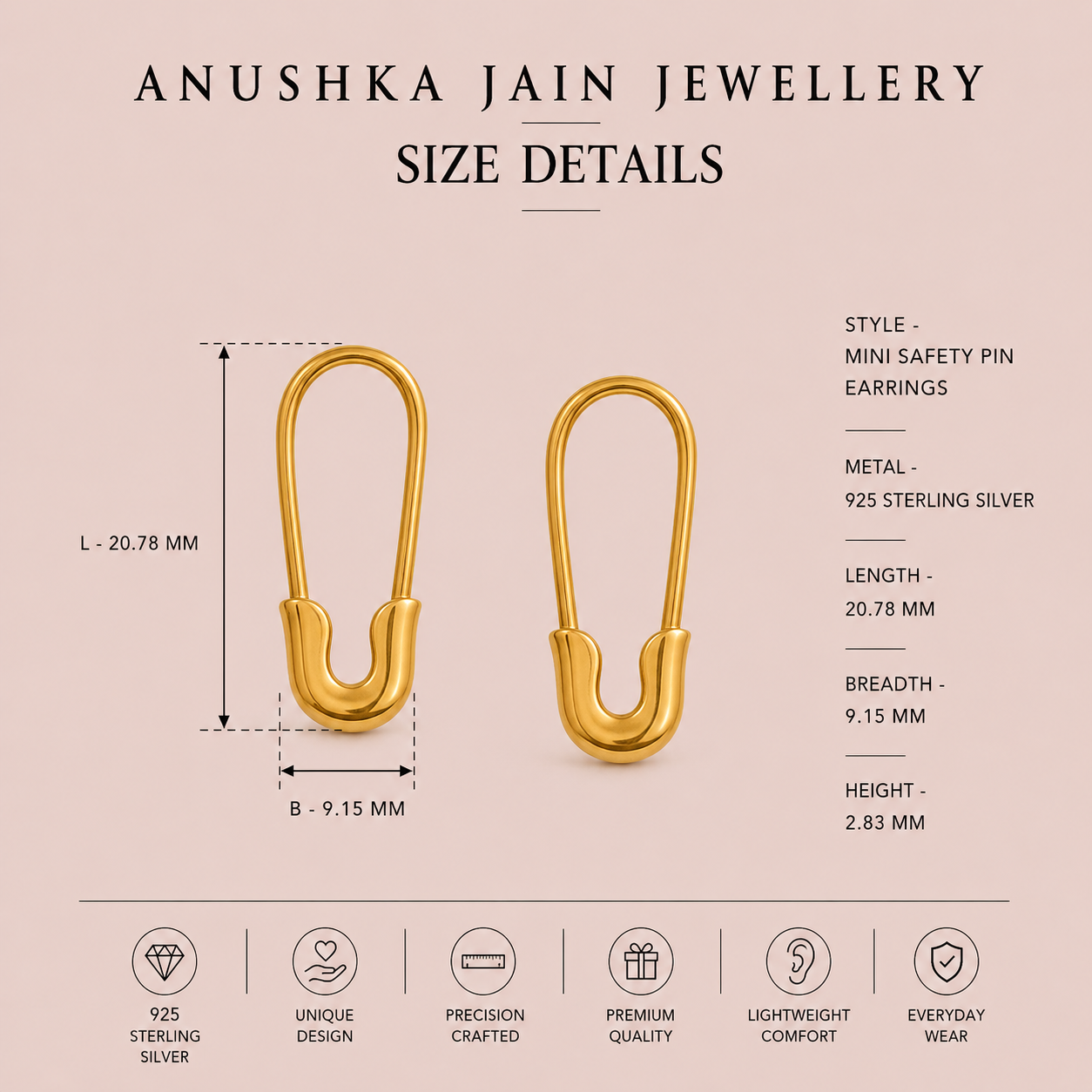 Mini Safety Pin Earrings