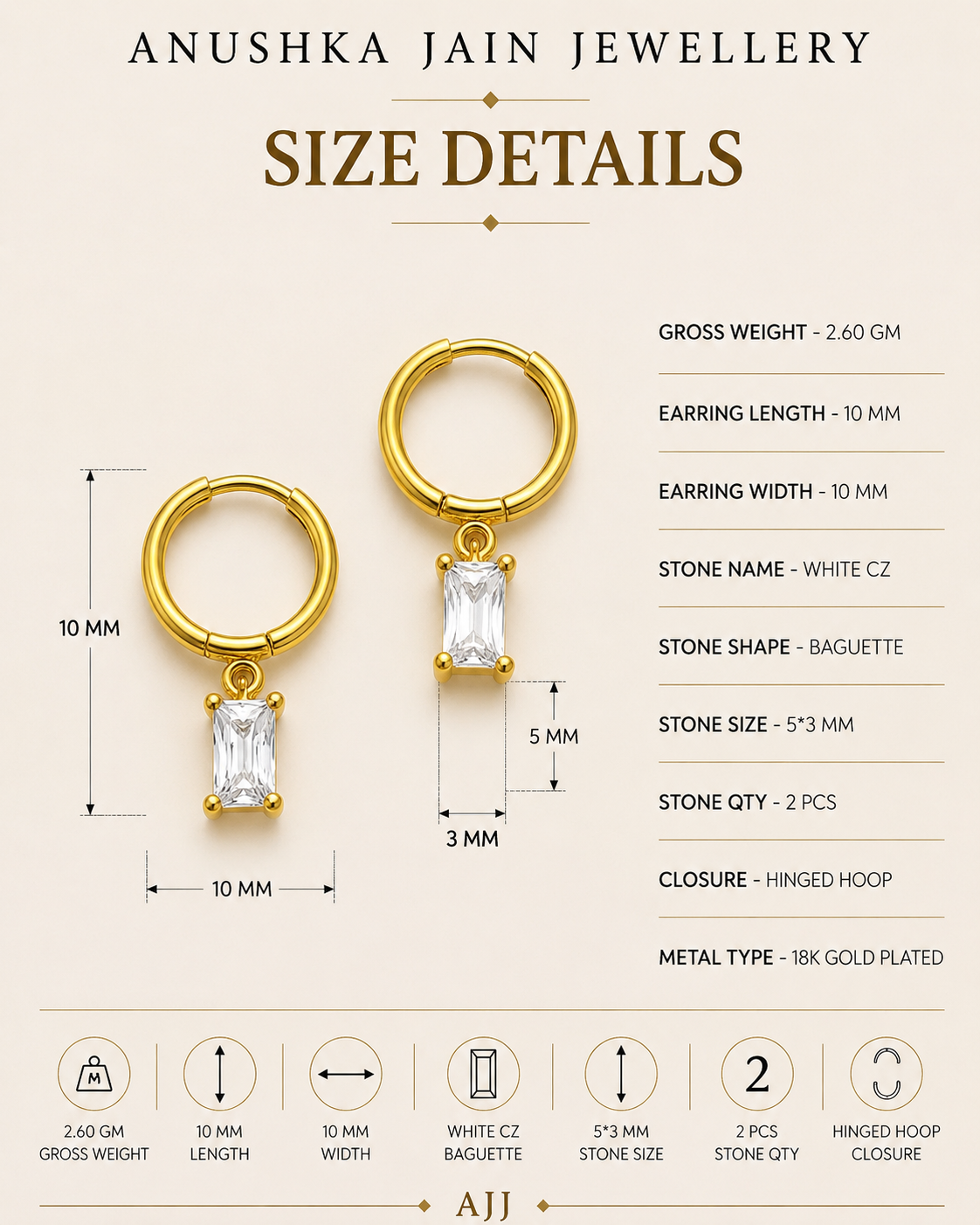Oblong Diamond Drop Huggie