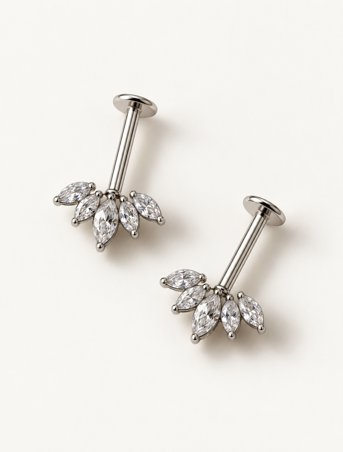 Petal Cluster Hanging Stud-Silver