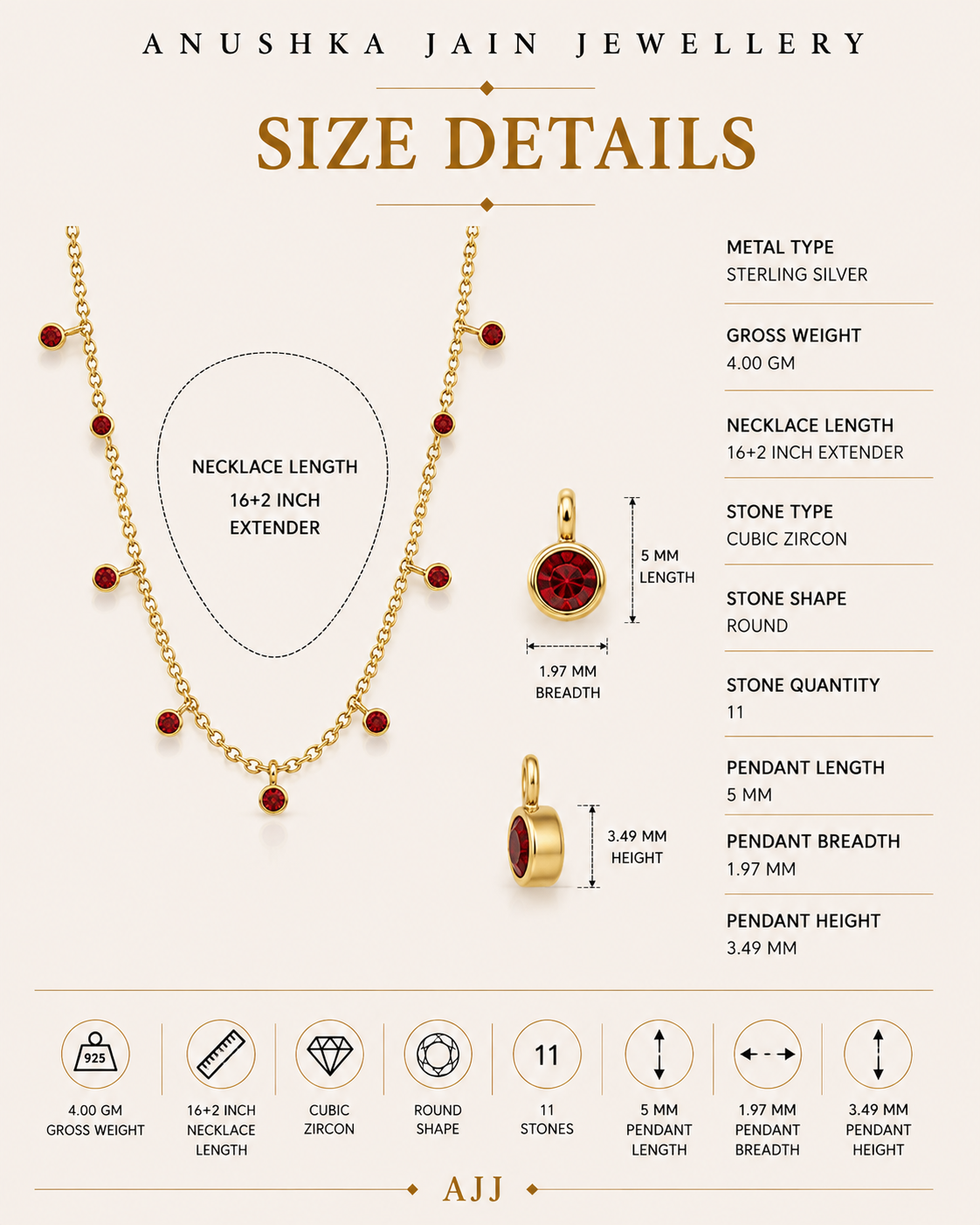 Ruby Drop Necklace
