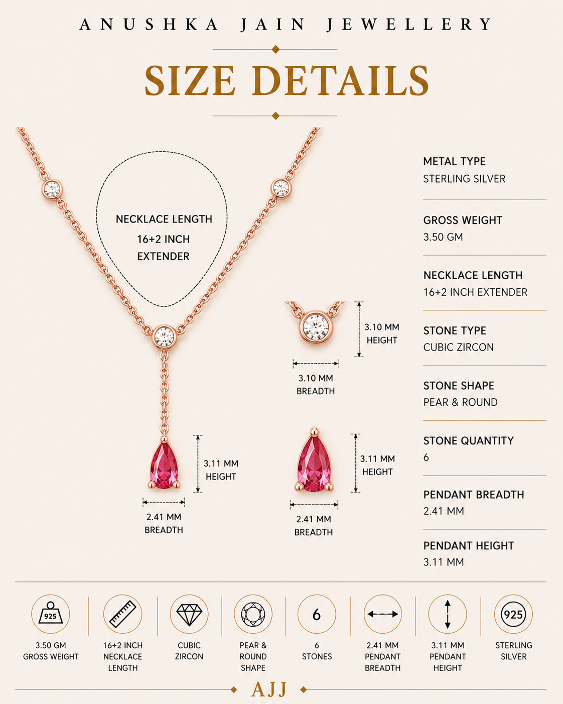 Ruby Duet Lariat Necklace