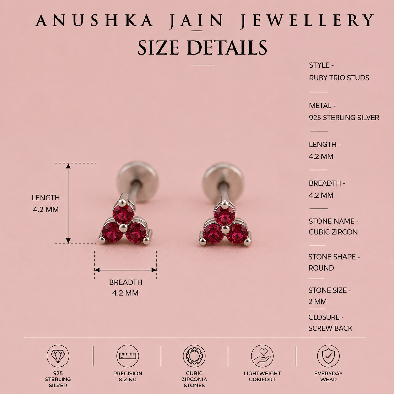 Ruby Trio Studs