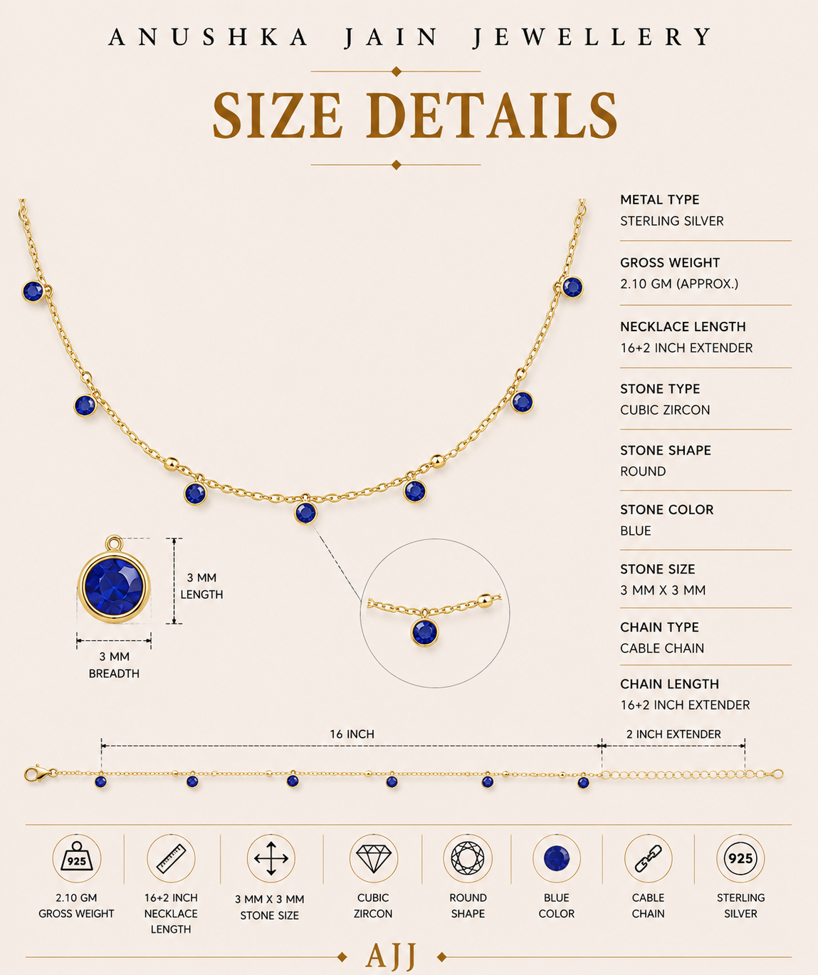 Sapphire Drop Necklace