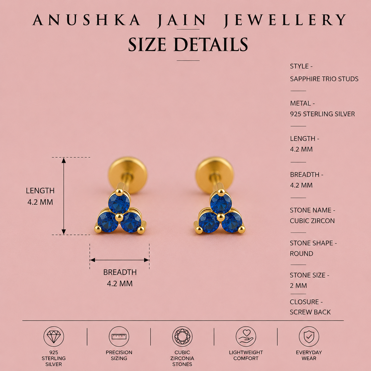 Sapphire Trio Studs