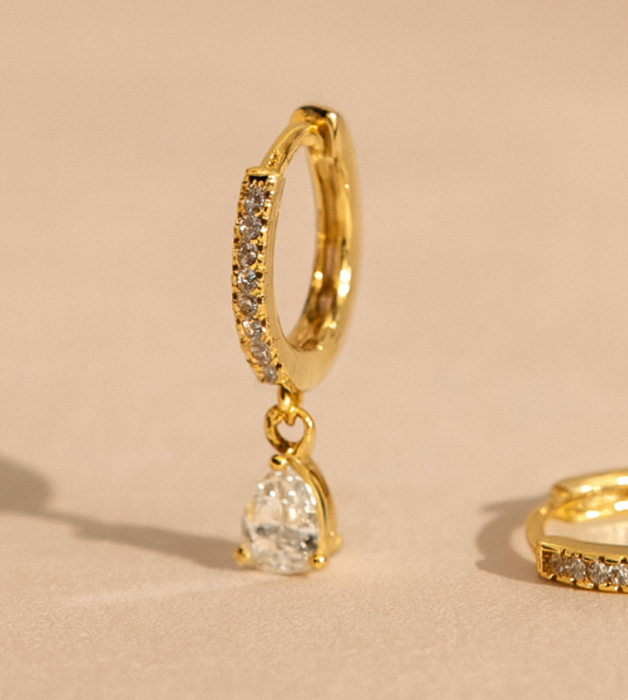 Diamond Pear Drop Huggie