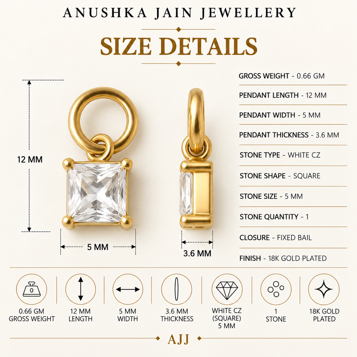 Square Drop Charm