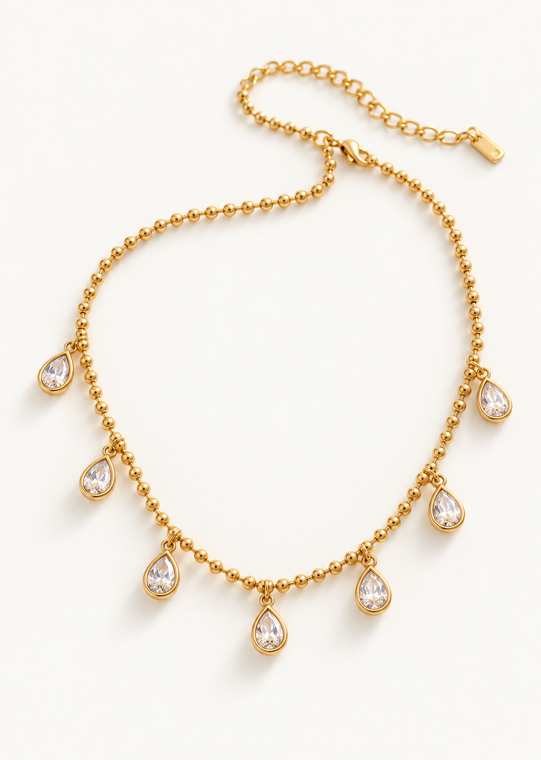 Teardrop Charm Station Necklace