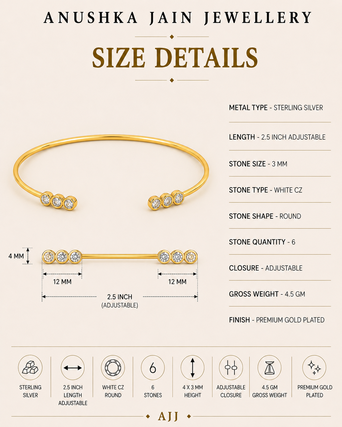 Tri Diamond Cuff