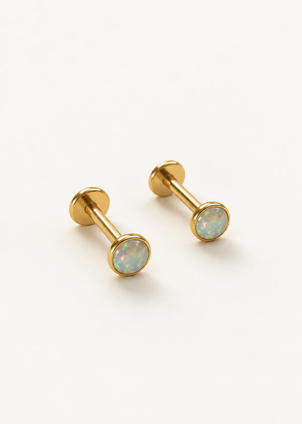 White Opal Flat Back Stud