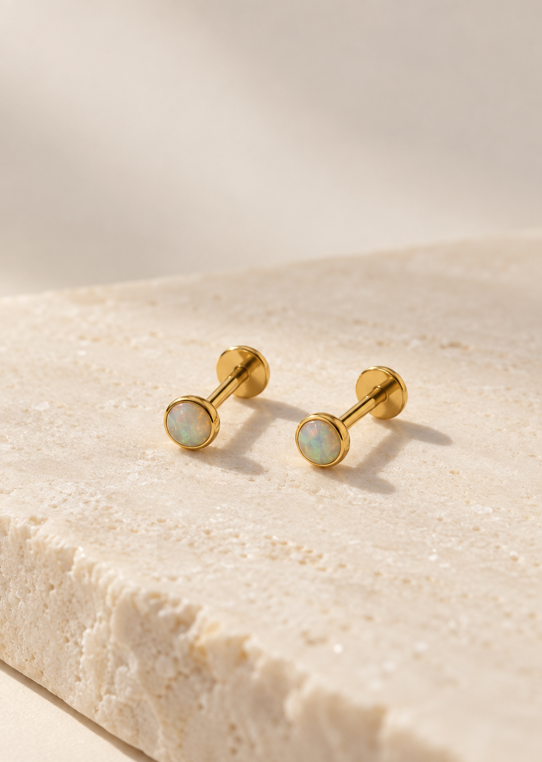 White Opal Flat Back Stud
