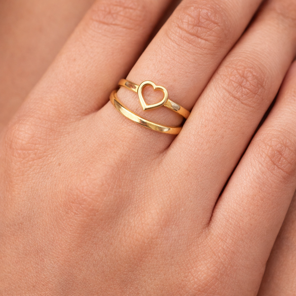Adjustable heart stack ring in 925 sterling silver, minimal everyday jewellery by Anushka Jain Jewellery