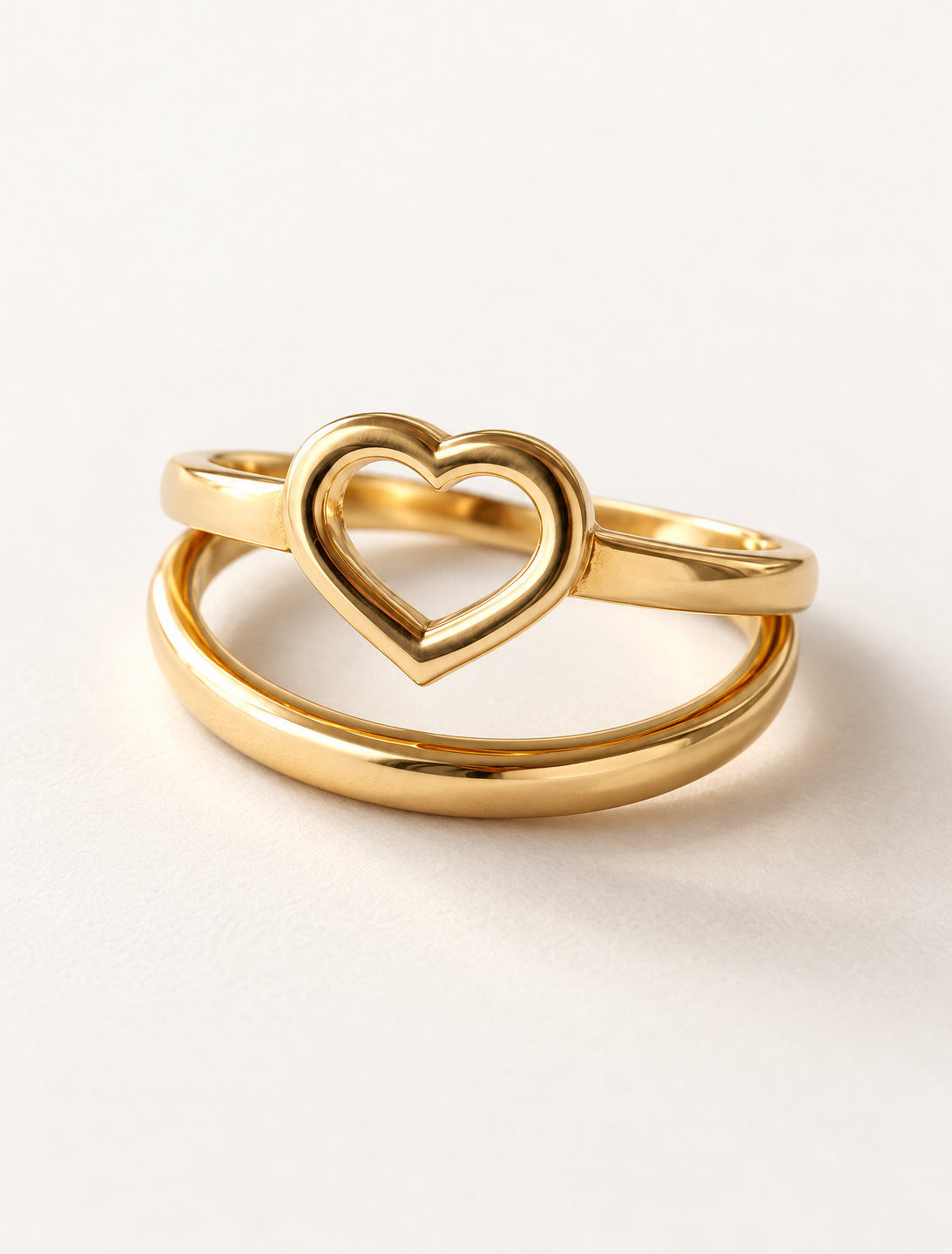 Adjustable Heart Stack Ring