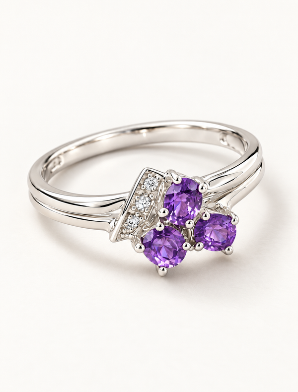 Amethyst Floral Cluster Ring