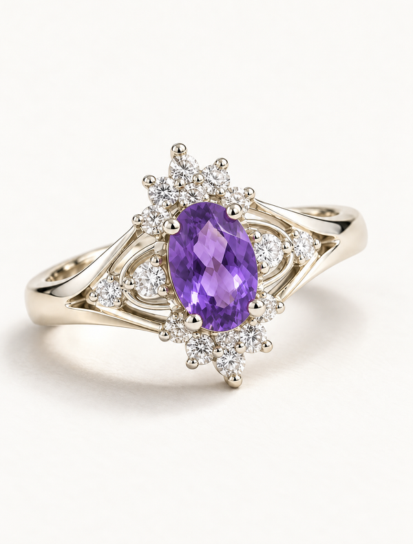 Amethyst Vintage Cluster Ring