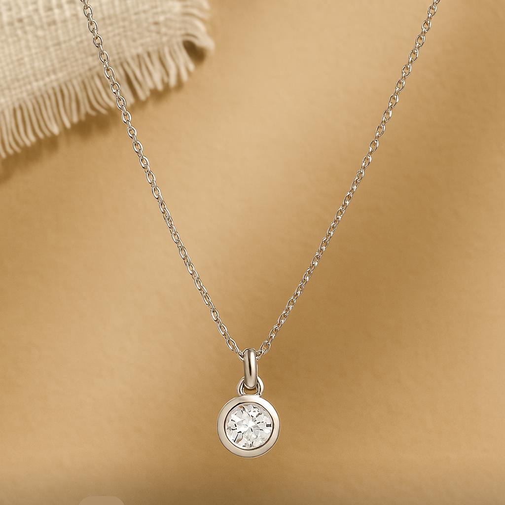 April Birthstone Necklace-Necklaces-Silver-Anushka Jain Jewellery