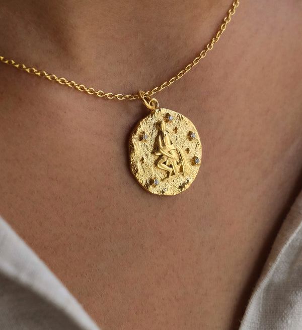 Aquarius Zodiac Necklace-Necklaces-Anushka Jain Jewellery