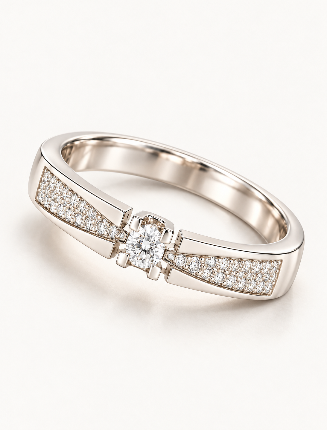 Aurielle Pave Solitaire Ring