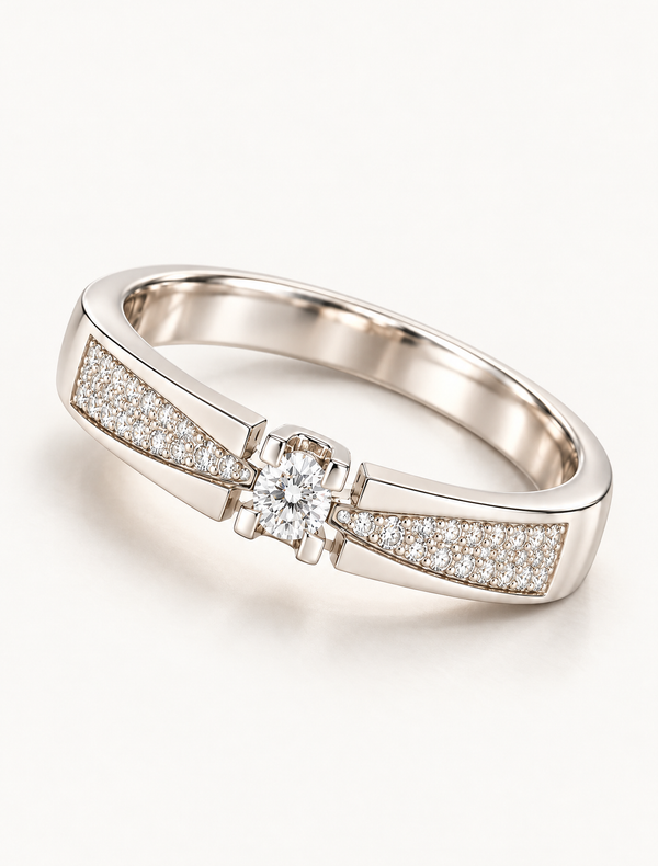 Aurielle Pave Solitaire Ring