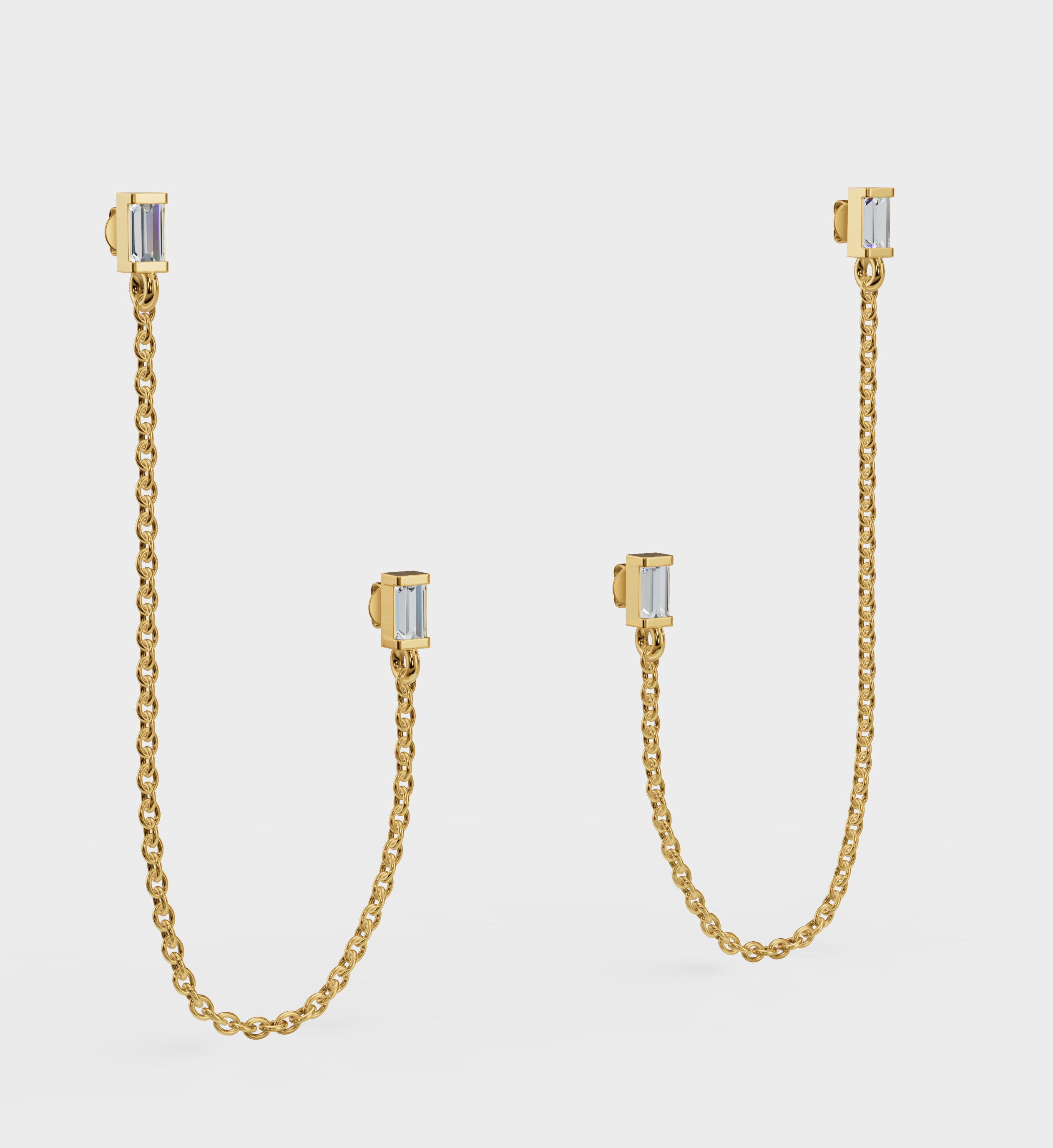 Baguette Chain Earrings-Chains and Threaders-Anushka Jain Jewellery