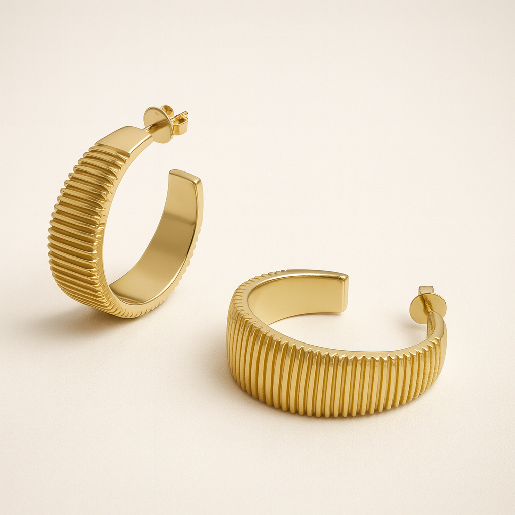 Big Lined Hoops-Hoops-Anushka Jain Jewellery