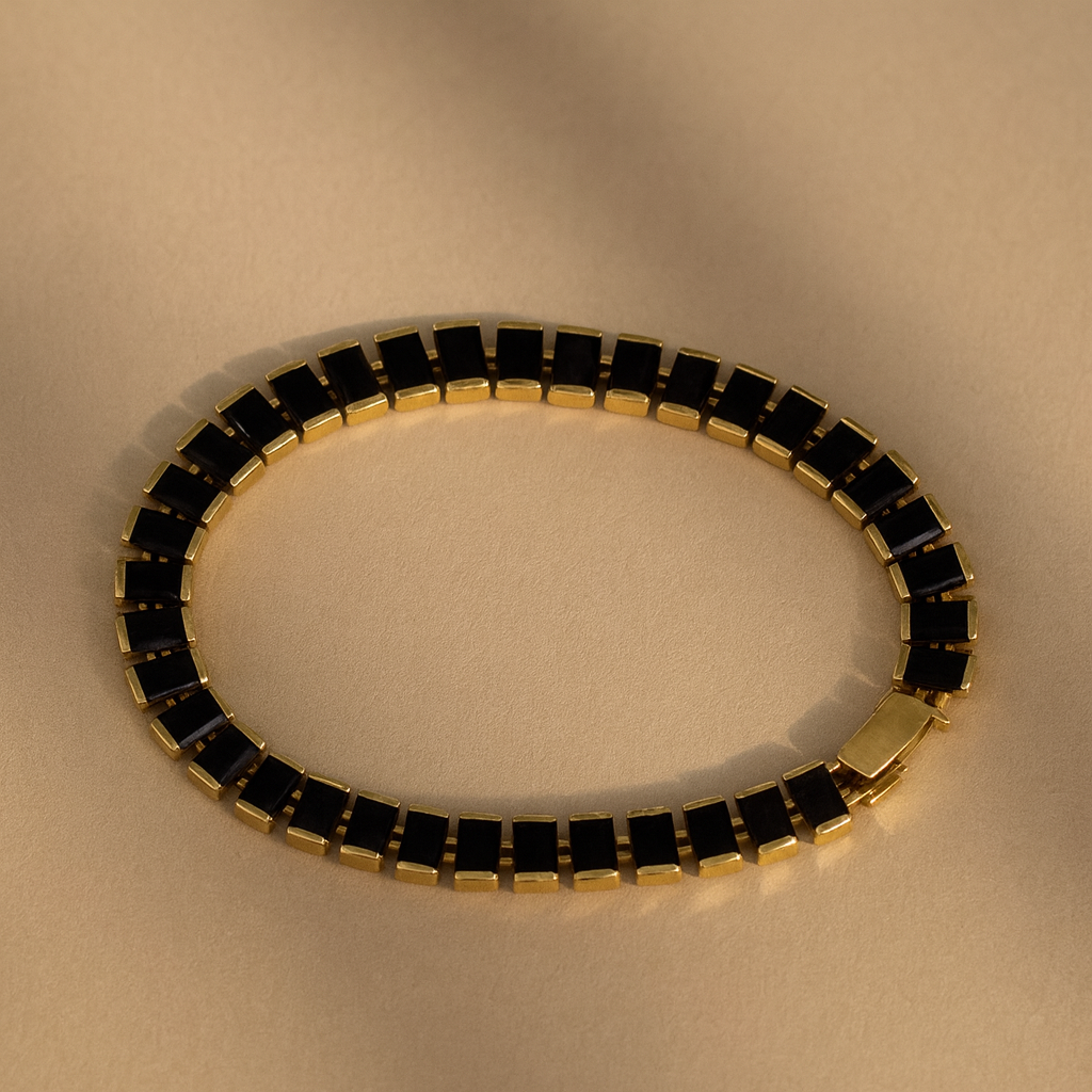 Black Onyx Tennis Bracelet-Bracelets-Anushka Jain Jewellery