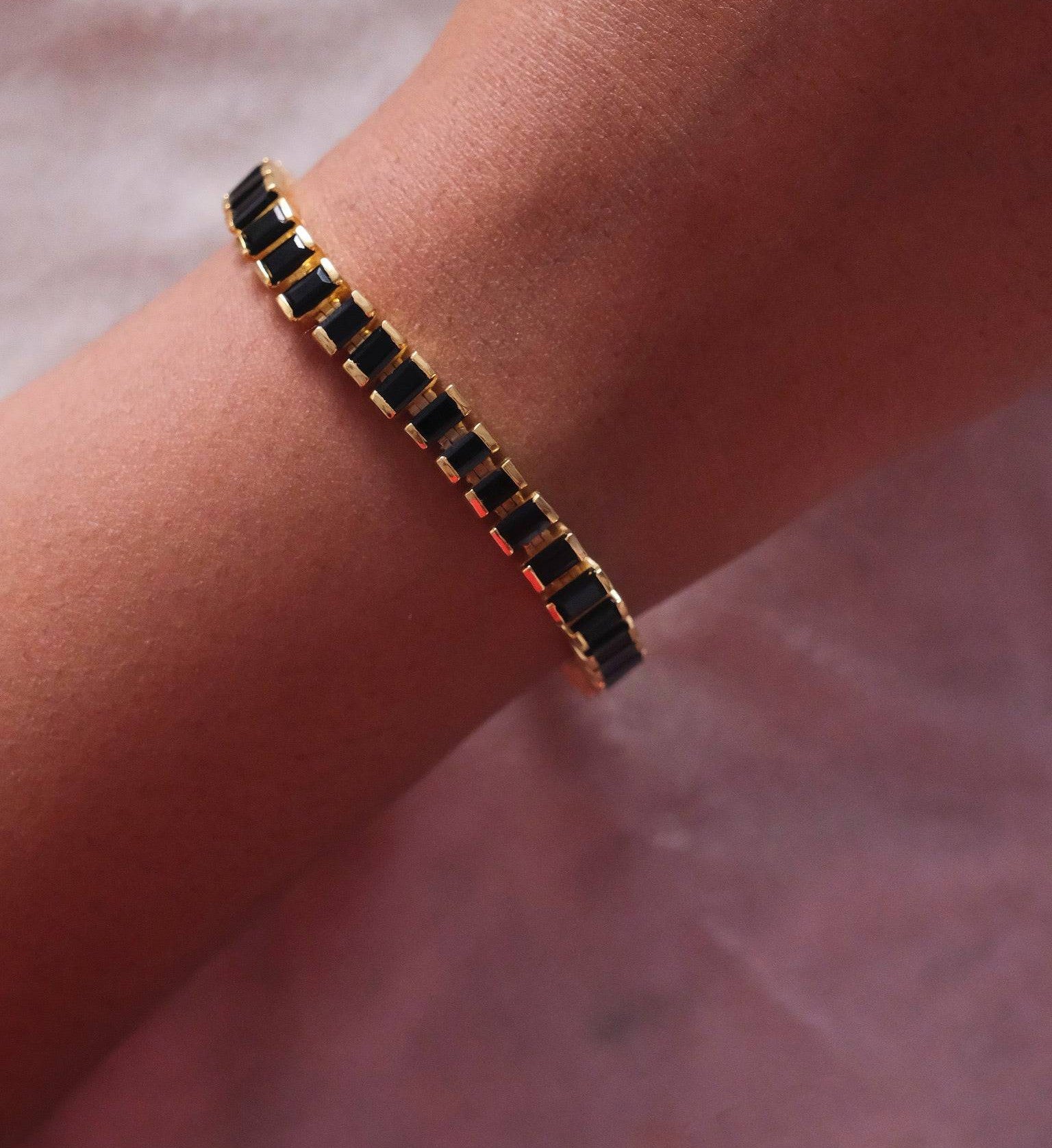 Black Onyx Tennis Bracelet-Bracelets-Anushka Jain Jewellery