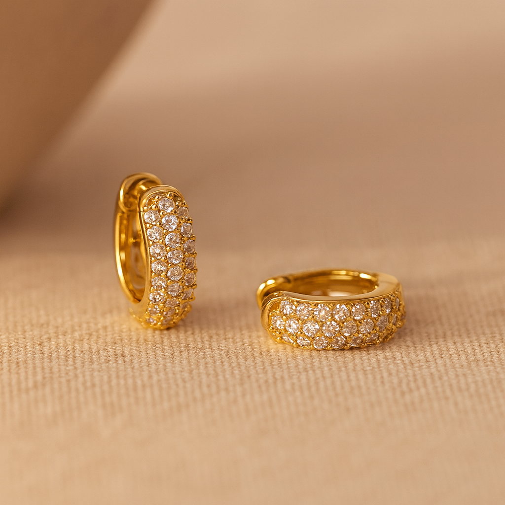 Bold Diamond Huggies-Huggie-Gold Vermeil-Anushka Jain Jewellery