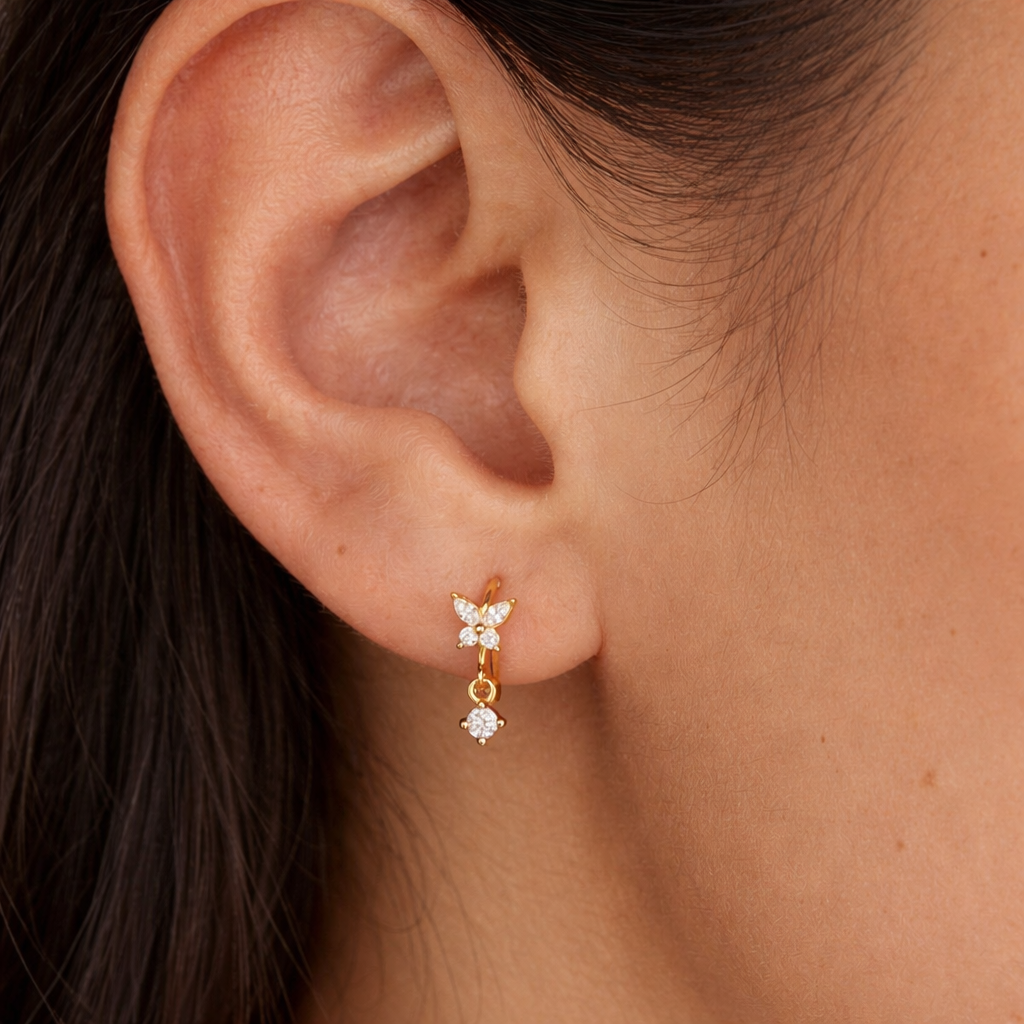 Butterfly Diamond Drop Huggie-Anushka Jain Jewellery