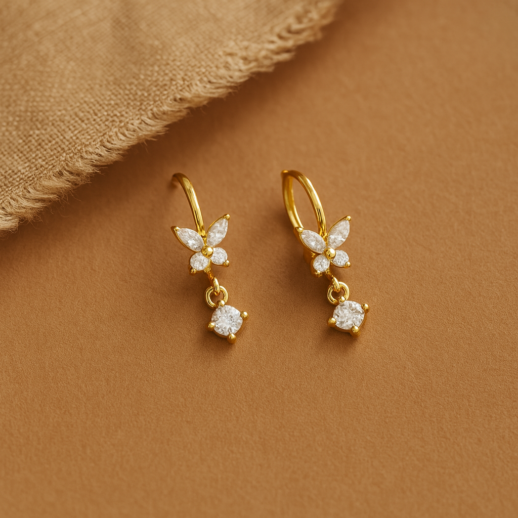 Butterfly Diamond Drop Huggie-Anushka Jain Jewellery