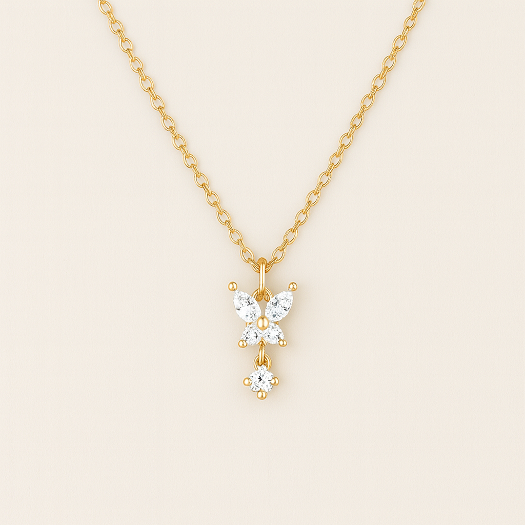 Butterfly Diamond Drop Necklace-Anushka Jain Jewellery
