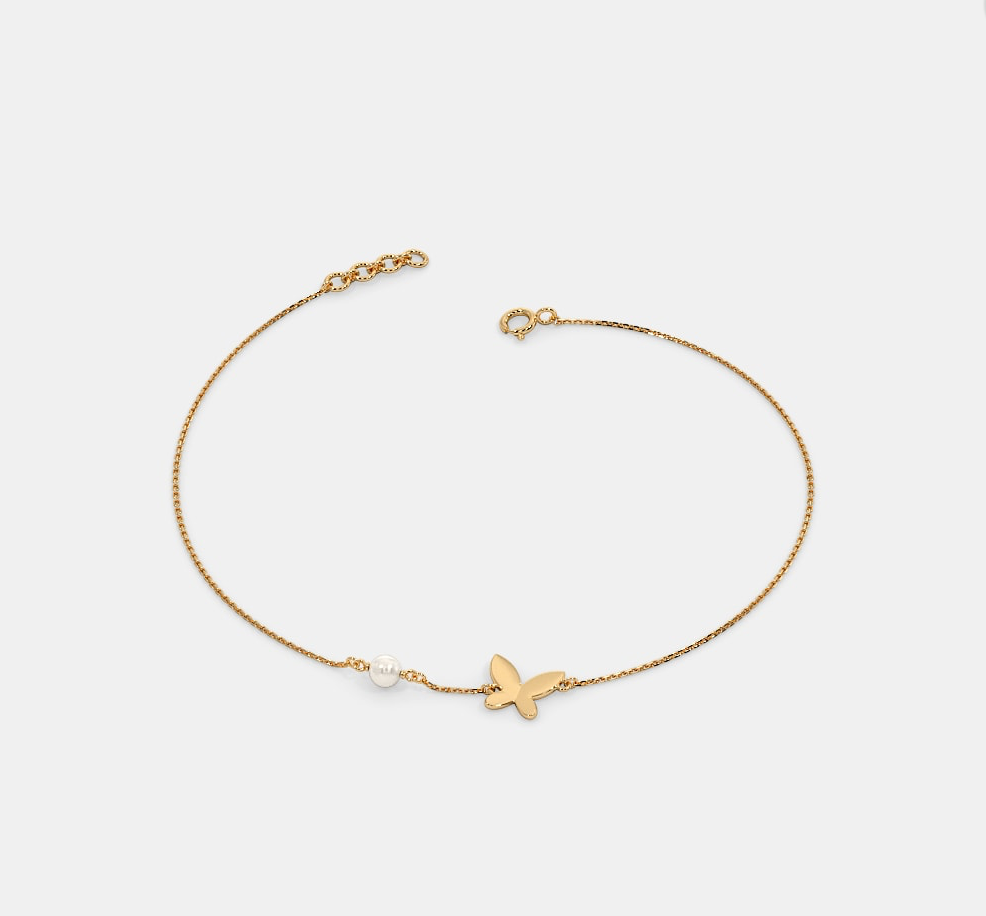 Butterfly Pearl Anklet-Anushka Jain Jewellery