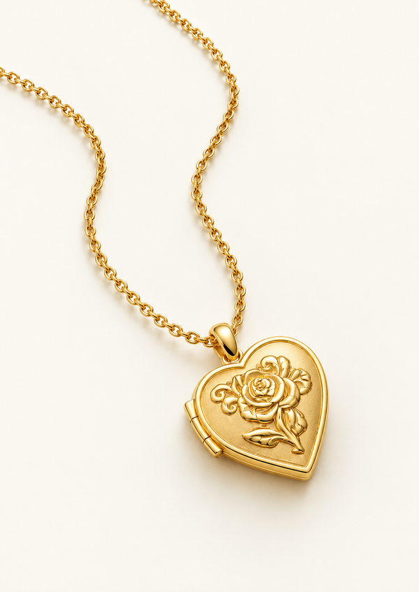 Floral Heart Locket Necklace