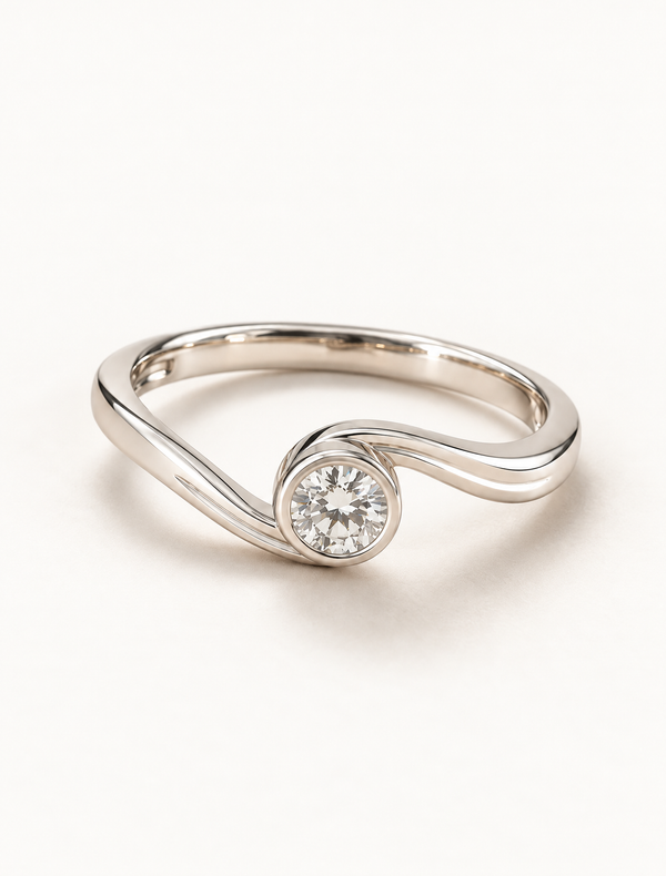 Celestia Swirl Solitaire Ring