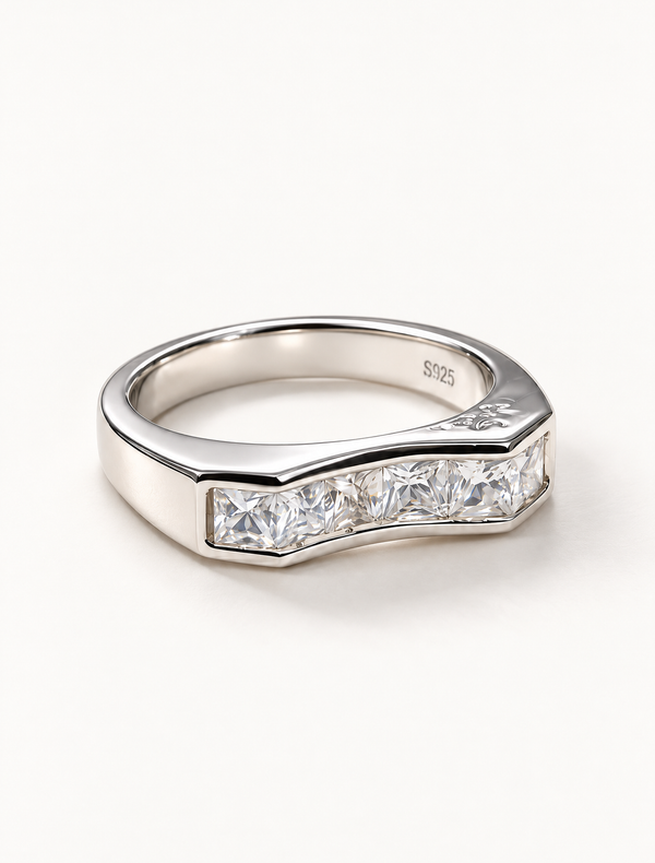 Channel Set Princess Cut Band Ring