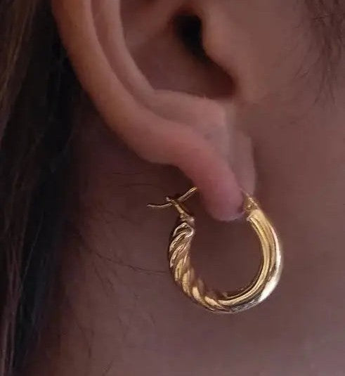 Chunky Half Twist Hoops Earring-Hoops-Anushka Jain Jewellery