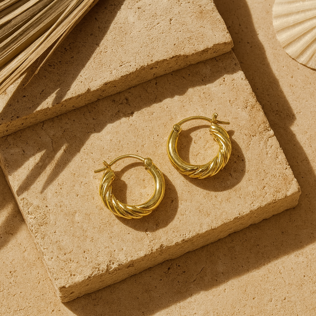 Chunky Half Twist Hoops Earring-Hoops-Anushka Jain Jewellery