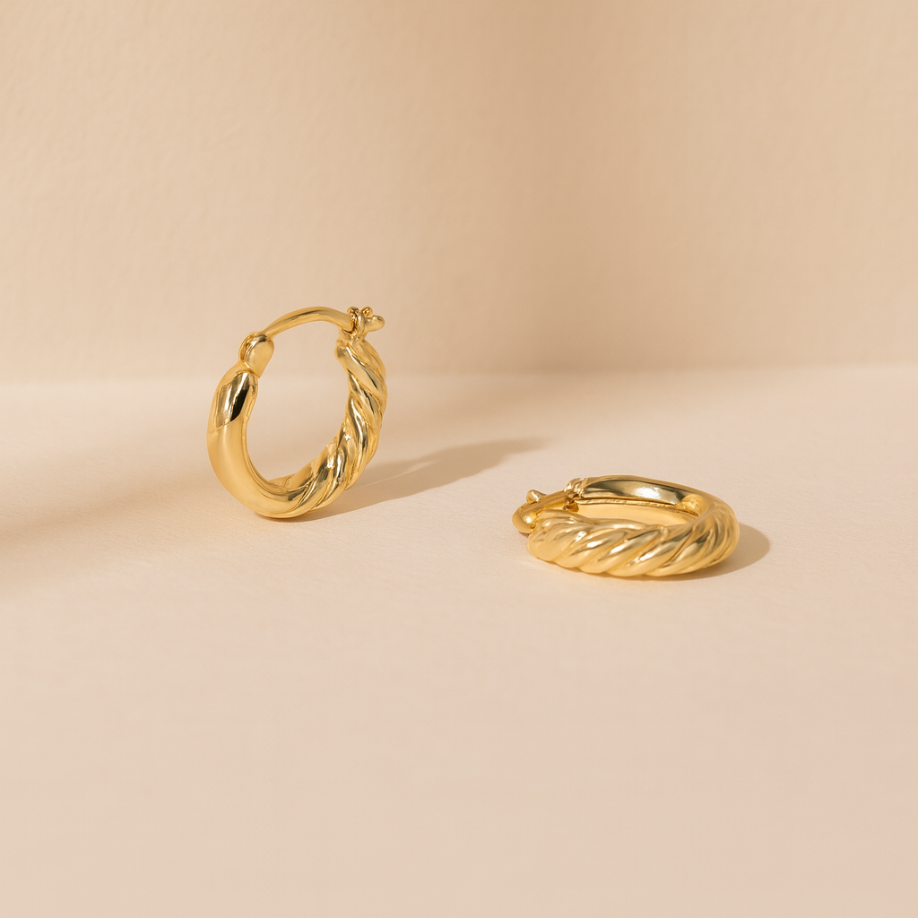 Chunky Half Twist Hoops Earring-Hoops-Anushka Jain Jewellery