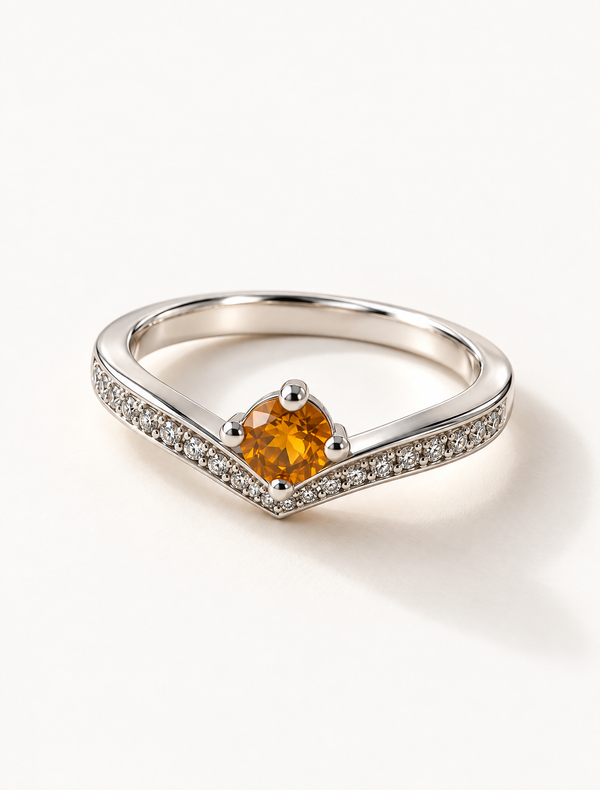 Citrine Chevron Promise Ring