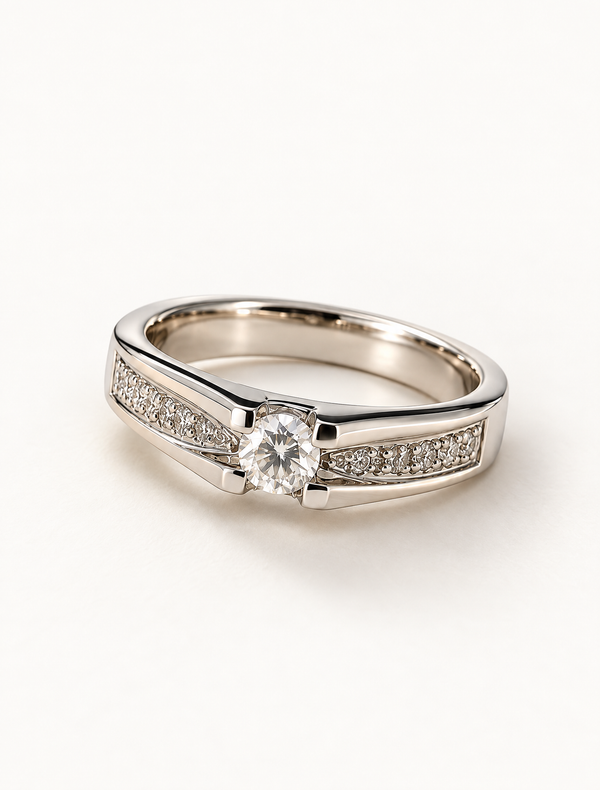 Classic Solitaire White CZ Ring