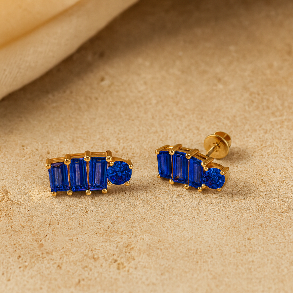 Cobalt Line Studs-Studs-Gold Vermeil-Anushka Jain Jewellery